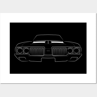 1970 Oldsmobile 442 - front stencil, white Posters and Art